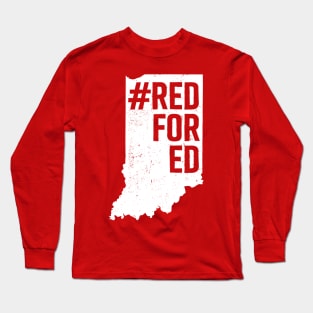 Red for Ed Indiana State Outline Long Sleeve T-Shirt